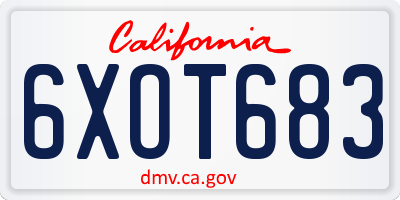 CA license plate 6XOT683