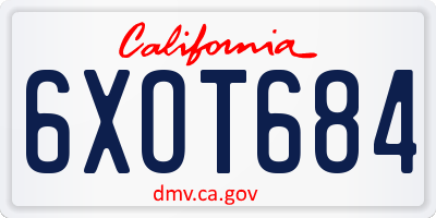 CA license plate 6XOT684