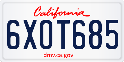 CA license plate 6XOT685