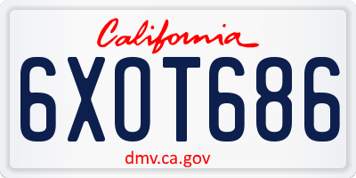 CA license plate 6XOT686