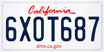 CA license plate 6XOT687