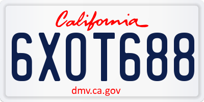 CA license plate 6XOT688