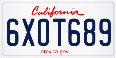 CA license plate 6XOT689