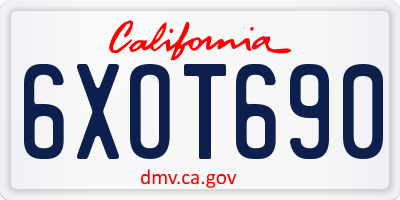 CA license plate 6XOT690