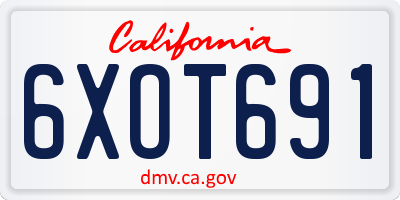 CA license plate 6XOT691