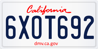CA license plate 6XOT692
