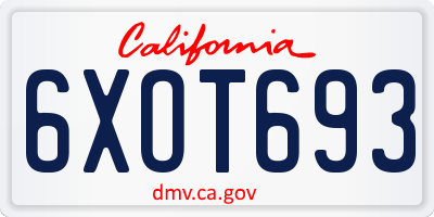 CA license plate 6XOT693