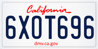 CA license plate 6XOT696