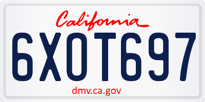 CA license plate 6XOT697