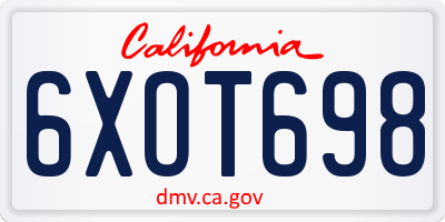 CA license plate 6XOT698