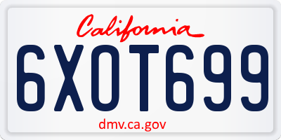 CA license plate 6XOT699