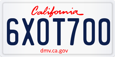 CA license plate 6XOT700