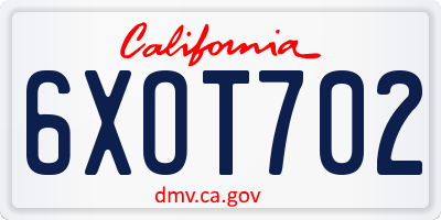 CA license plate 6XOT702