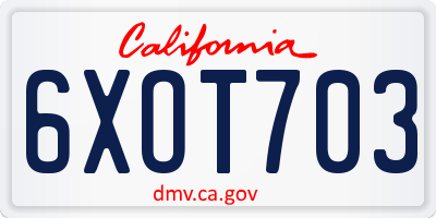CA license plate 6XOT703