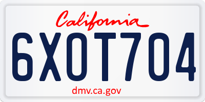 CA license plate 6XOT704