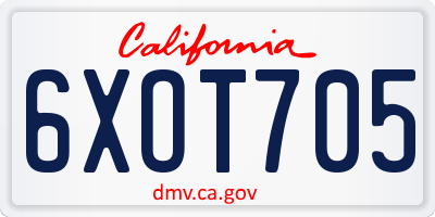 CA license plate 6XOT705