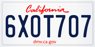 CA license plate 6XOT707