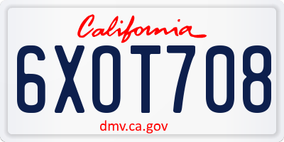 CA license plate 6XOT708