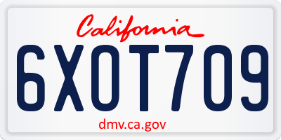 CA license plate 6XOT709