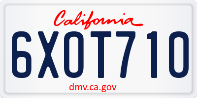 CA license plate 6XOT710