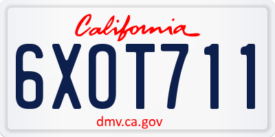 CA license plate 6XOT711