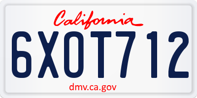 CA license plate 6XOT712