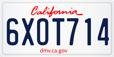 CA license plate 6XOT714