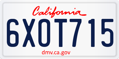 CA license plate 6XOT715