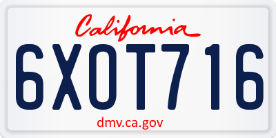 CA license plate 6XOT716