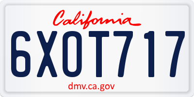 CA license plate 6XOT717