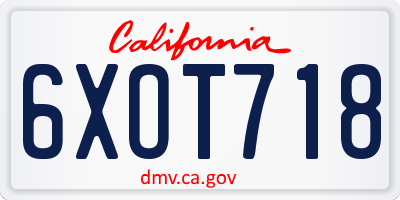 CA license plate 6XOT718