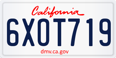 CA license plate 6XOT719
