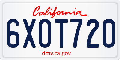 CA license plate 6XOT720