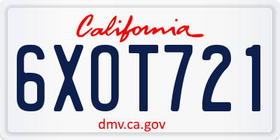 CA license plate 6XOT721