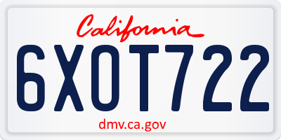 CA license plate 6XOT722