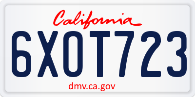 CA license plate 6XOT723