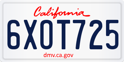 CA license plate 6XOT725