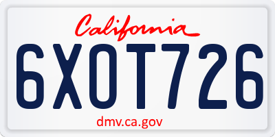 CA license plate 6XOT726