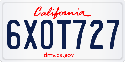 CA license plate 6XOT727