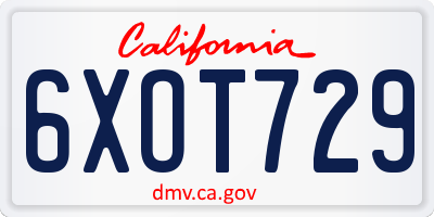 CA license plate 6XOT729