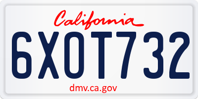 CA license plate 6XOT732
