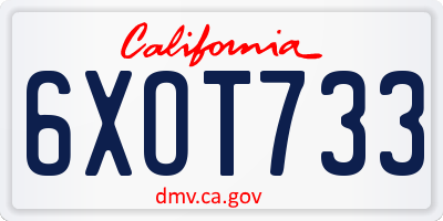 CA license plate 6XOT733