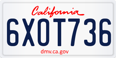 CA license plate 6XOT736