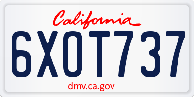 CA license plate 6XOT737