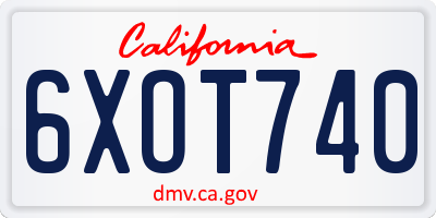 CA license plate 6XOT740