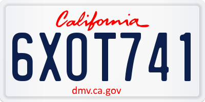 CA license plate 6XOT741