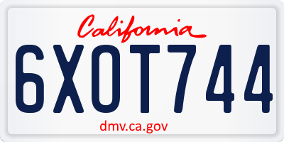 CA license plate 6XOT744