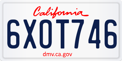 CA license plate 6XOT746
