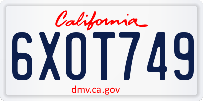 CA license plate 6XOT749