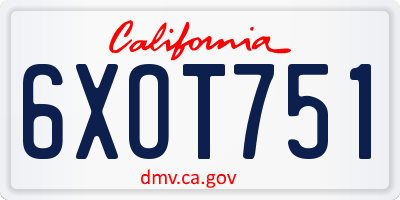 CA license plate 6XOT751